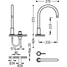 Grifo de lavabo en batería TRES STUDY L