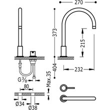 Grifo de lavabo Acero en batería TRES STUDY L