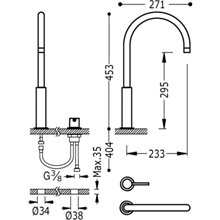 Grifo de lavabo en batería TRES STUDY XL