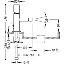 Grifo de bidé con desagüe TUB TRES STUDY