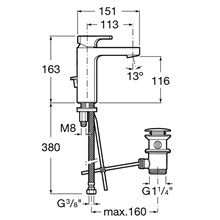 Grifo de lavabo desagüe automático L90 Roca