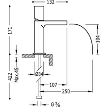 Grifo de lavabo Fucsia de Cascada TRES TUB LOFT