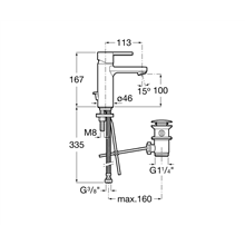 Grifo de lavabo Naia 16.7cm