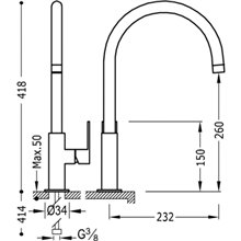Grifo de lavabo Acero en C TRES LOFT XXL