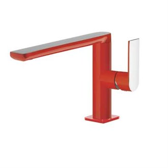 Grifo de lavabo recto Rojo TRES LOFT S