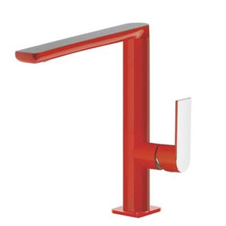 Grifo de lavabo recto Rojo TRES LOFT M