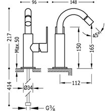 Grifo de bidé alto Blanco TRES LOFT