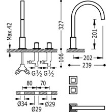Grifo de lavabo Bimando L CUADRO-TRES