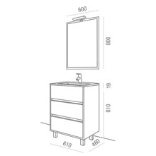 Mueble 61cm Gris Mate 3 cajones SALGAR ARENYS