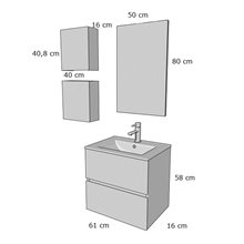 Mueble 61cm Blanco Brillo 2 cajones SALGAR FUSSION LINE