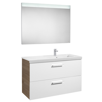 Pack mueble 110cm dos cajones blanco-fresno Prisma Roca
