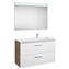 Pack mueble 110cm dos cajones blanco-fresno Prisma Roca