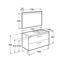 Pack mueble 110cm dos cajones blanco brillo Prisma Roca