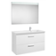 Pack mueble 110cm dos cajones blanco brillo Prisma Roca