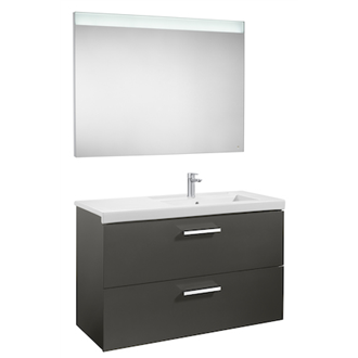 Pack mueble 110cm dos cajones gris antracita Prisma Roca
