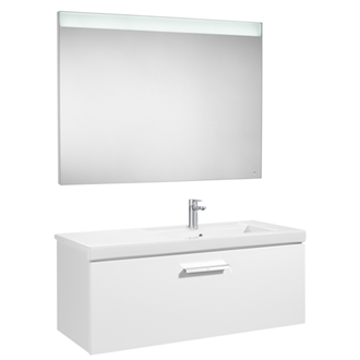 Pack mueble 90cm un caj&oacute;n blanco brillo Prisma Roca