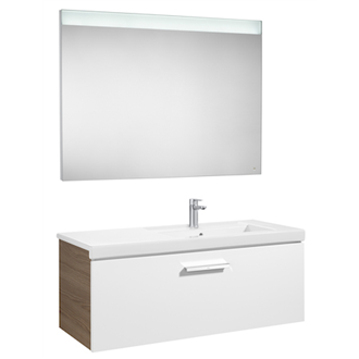 Pack mueble con lavabo blanco-fresno Prisma Roca