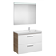 Pack mueble 90cm dos cajones blanco-fresno Prisma Roca