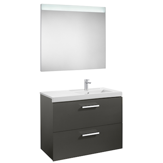 Pack mueble 90cm dos cajones gris antracita Prisma Roca