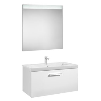Pack mueble con lavabo un caj&oacute;n 80 cm blanco Prisma Roca