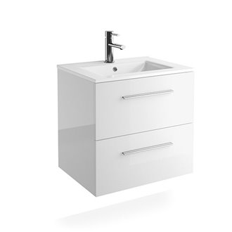 Mueble 61cm Blanco Brillo 2 cajones FUSSION CHROME SALGAR