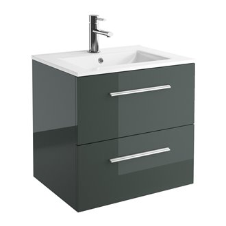 Mueble 61cm Gris Brillo 2 cajones FUSSION CHROME SALGAR