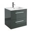 Mueble 61cm Gris Brillo 2 cajones FUSSION CHROME SALGAR