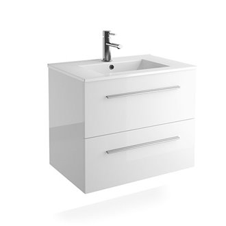 Mueble 71cm Blanco Brillo 2 cajones FUSSION CHROME SALGAR