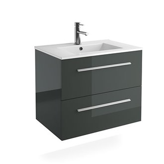 Mueble 71cm Gris Brillo 2 cajones FUSSION CHROME SALGAR