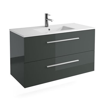 Mueble 101cm Gris Brillo 2 cajones FUSSION CHROME SALGAR