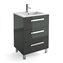Mueble 61cm Gris Brillo 3 cajones FUSSION CHROME SALGAR