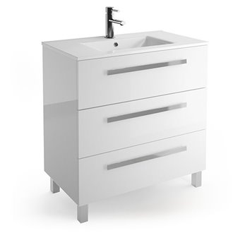 Mueble 81cm Blanco Brillo 3 cajones FUSSION CHROME SALGAR