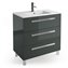 Mueble 81cm Gris Brillo 3 cajones FUSSION CHROME SALGAR