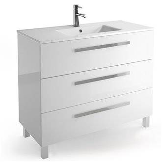 Mueble 101cm Blanco Brillo 3 cajones FUSSION CHROME SALGAR