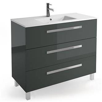 Mueble 101cm Gris Brillo 3 cajones FUSSION CHROME SALGAR