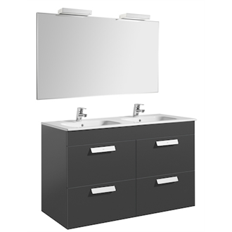 Pack mueble gris 120cm 4 cajones Debba Roca