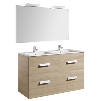 Pack mueble roble 120cm 4 cajones Debba Roca