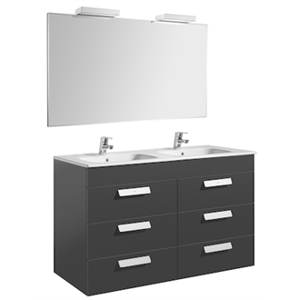 Pack mueble gris 120cm 6 cajones Debba Roca