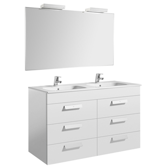 Pack mueble blanco 120cm 6 cajones Debba Roca