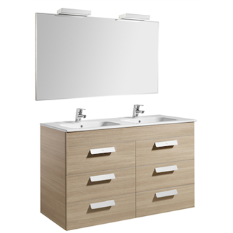 Pack mueble roble 120cm 6 cajones Debba Roca