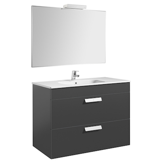 Pack mueble gris 100cm 2 cajones Debba Roca