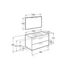 Pack mueble gris 100cm 2 cajones Debba Roca