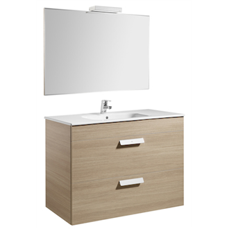 Pack mueble roble 100cm 2 cajones Debba Roca