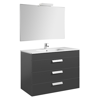 Pack mueble gris 100cm 3 cajones Debba Roca