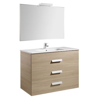 Pack mueble roble 100cm 3 cajones Debba Roca