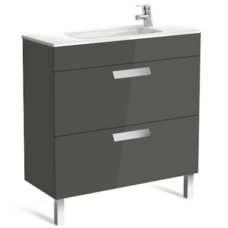 Mueble gris 80cm compacto 2 cajones Debba Roca