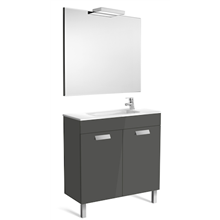 Pack mueble gris 80cm compacto puertas Debba Roca