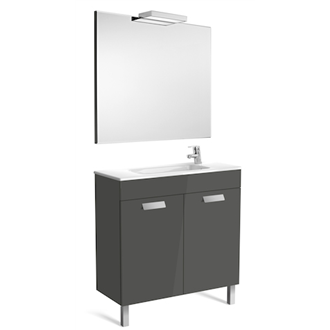 Pack mueble gris 80cm compacto puertas Debba Roca