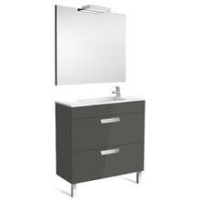 Pack mueble gris 80cm compacto 2 cajones Debba Roca