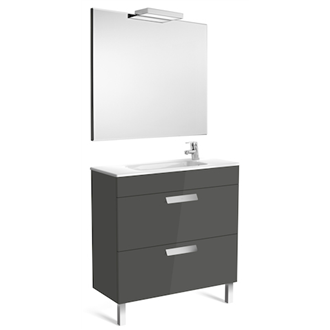 Pack mueble gris 80cm compacto 2 cajones Debba Roca